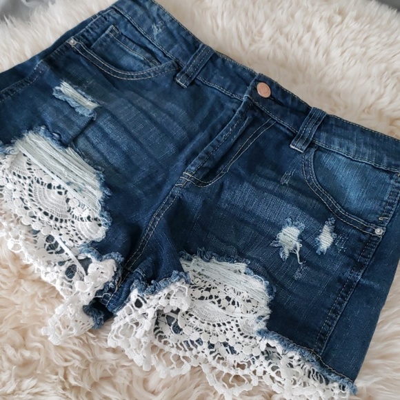 Almost Famous Pants - Almost famous crochet lace distressed shorts